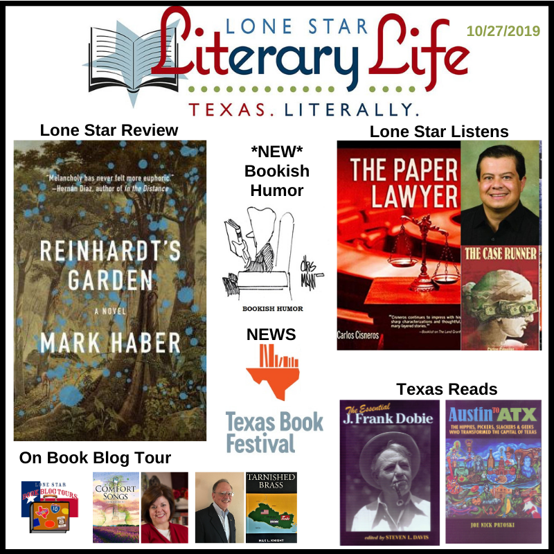 LoneStarLit's tweet photo. #LoneStarLit 10/27-11/2
#LoneStarListens to #AuthorCarlosCisneros
#LoneStarReview by @Chris_Manno of REINHARDT'S GARDEN by @markhaber713 (@Coffee_House_ )
#TexasReads
#GOCalendar @BunsAndRosesTea #HaikuDeathMatch
#NewsBrief New Indie #bookstore
AND MORE! https://t.co/3F0a2h5kWm https://t.co/2AP8QdpWd2