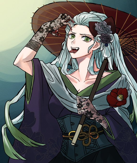 いたかぁさんがTwitterに投稿した堕姫(鬼滅の刃)のイラスト。