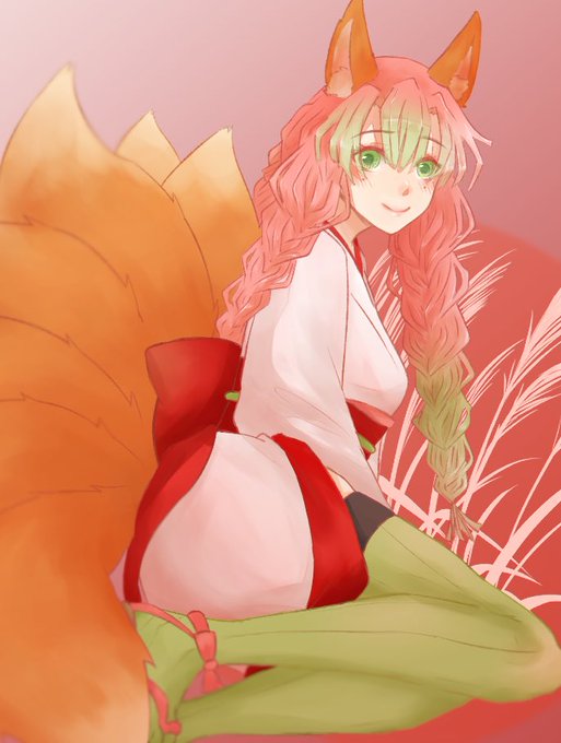 NoconoさんがTwitterに投稿した甘露寺蜜璃(鬼滅の刃)のイラスト。