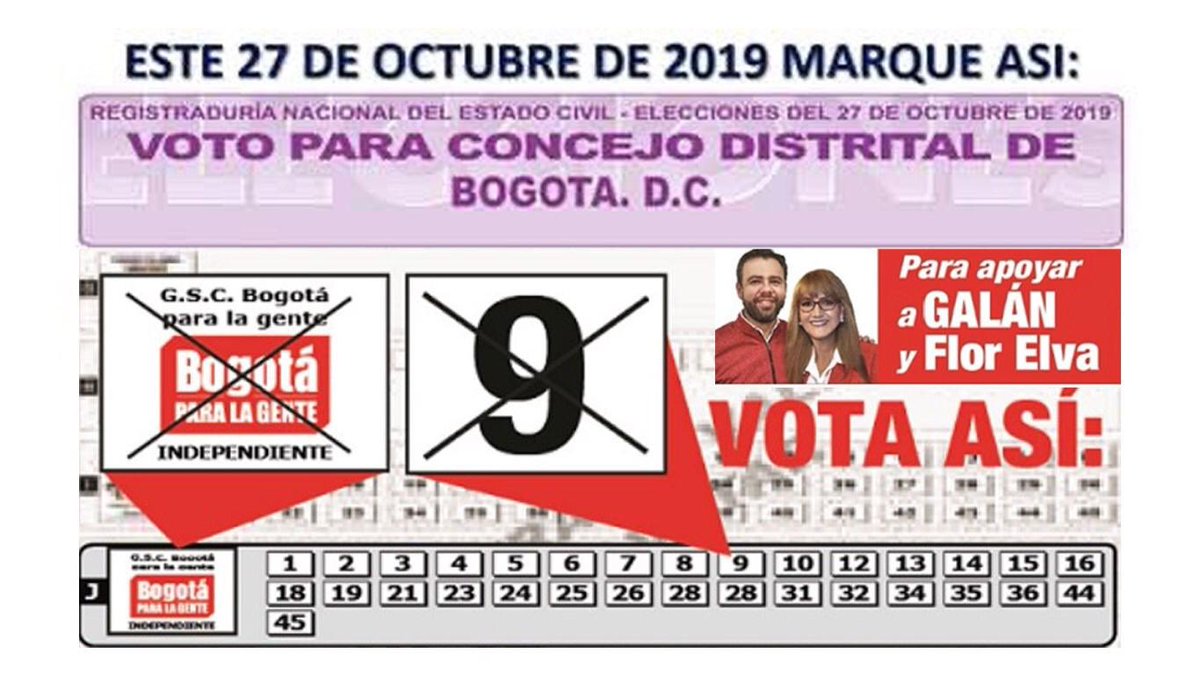Florelvacar's tweet photo. Buen día amigos, gracias por su apoyo 🙏, no dejes que otros decidan por tí ,el tarjetón de Alcaldia busca el logo de Bogotá para la gente Galán y en el tarjetón del concejo el logo de Bogotá para la Gente y # 9 @BogotaXLaGente @RojaTropa @y_santafe @CarlosFGalan #Elecciones2019 https://t.co/4J5Rc2QuOW