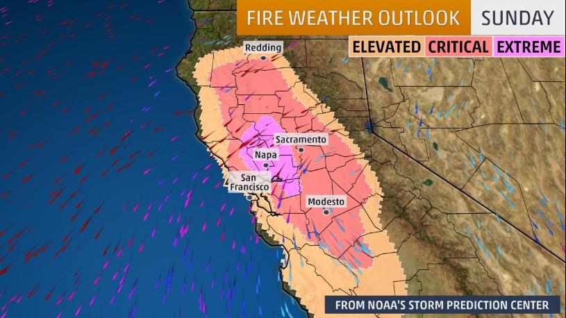 weatherchannel's tweet photo. Dangerous #wildfire conditions have returned to California this morning: https://t.co/yMQ3uR9EBd https://t.co/xzf2O8F9yP