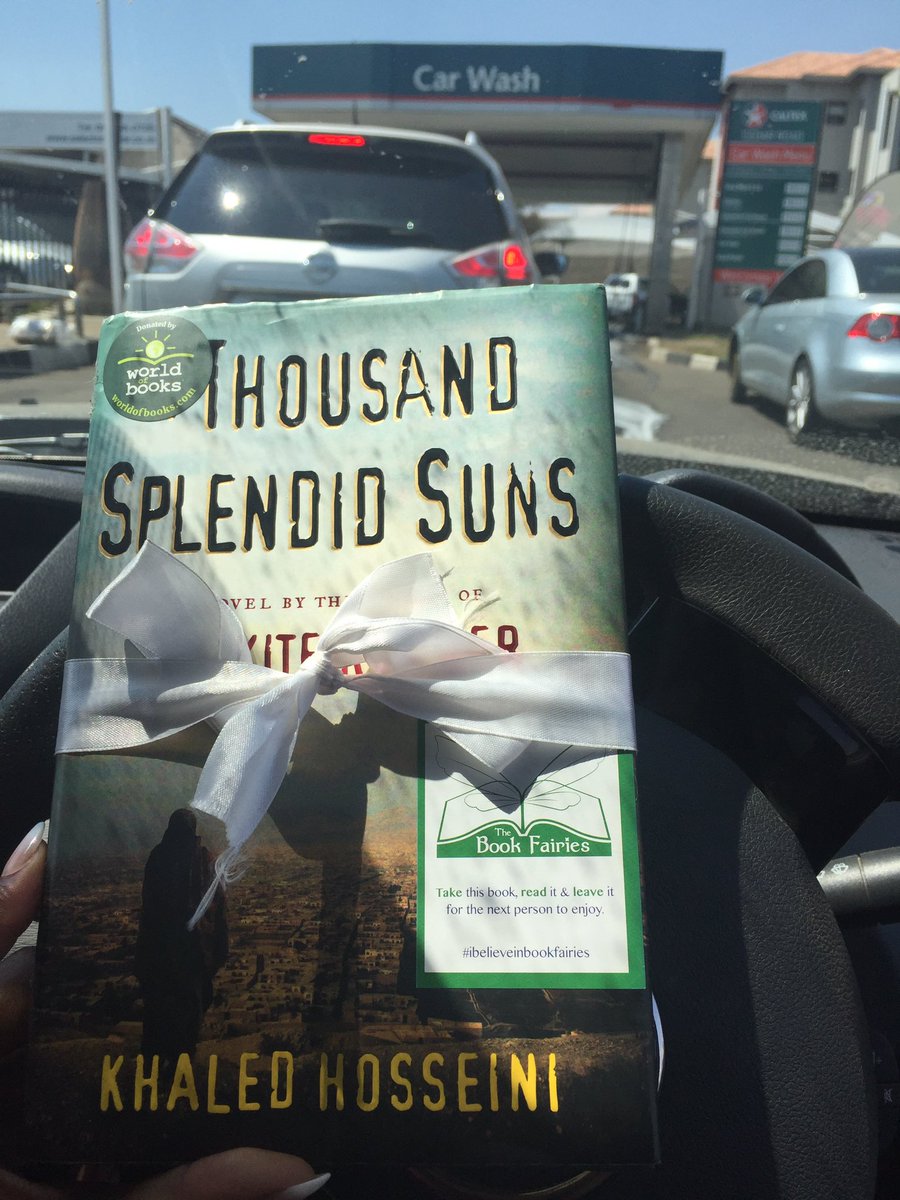 BookfairiesSA's tweet photo. Get immersed into Khaled Hosseini’s heartbreaking story of an indestructible love in his book Thousand Splendid Suns. The book is waiting to be picked up from the Cedar Rd, Caltex Car Wash! 
#ibelieveinbookfairies
#bookfairiesSouthAfrica
#KhaledHosseini #bookfairying #booklove https://t.co/xHyrtUBau6