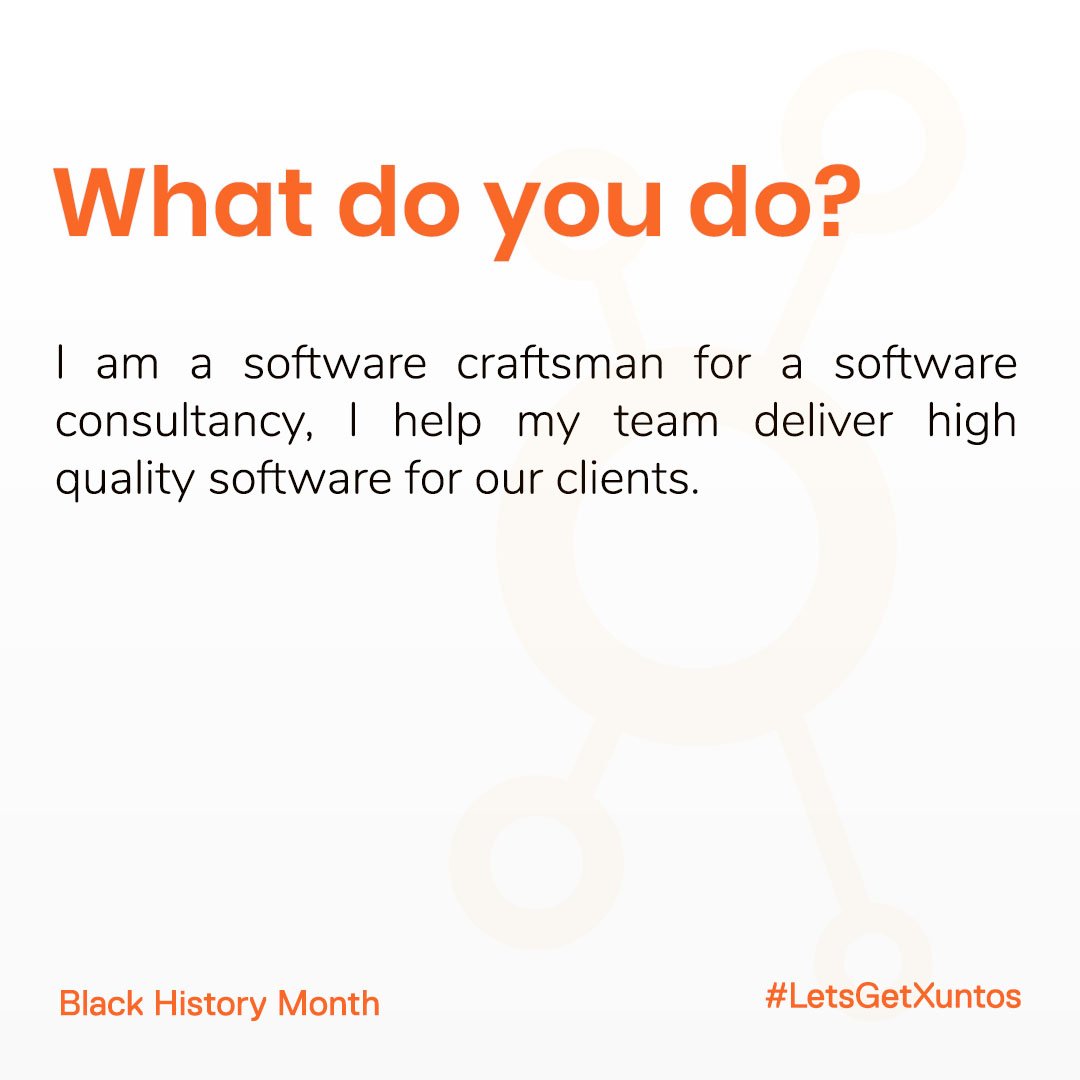xuntos_'s tweet photo. Meet Tacuma, a software craftsperson! #BlackHistoryMonth #LetsGetXuntos https://t.co/e68VEqJuWu