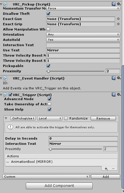 まおー ローカルでピックアップできるミラー アニメーションでonoffする 作ってるんだけど Localで設定してるはずなのに他の人が発火させると動き出して正常に動かなくなる いろんな人と原因探しても全く分からない 詳しい人助けて Vrchat T