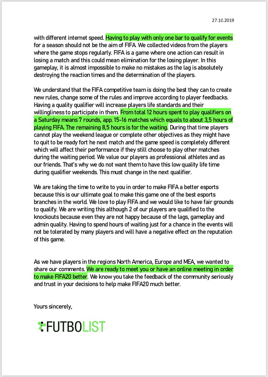 Our feedback regarding FIFA20 @EASPORTSFIFA @EAFIFAesports