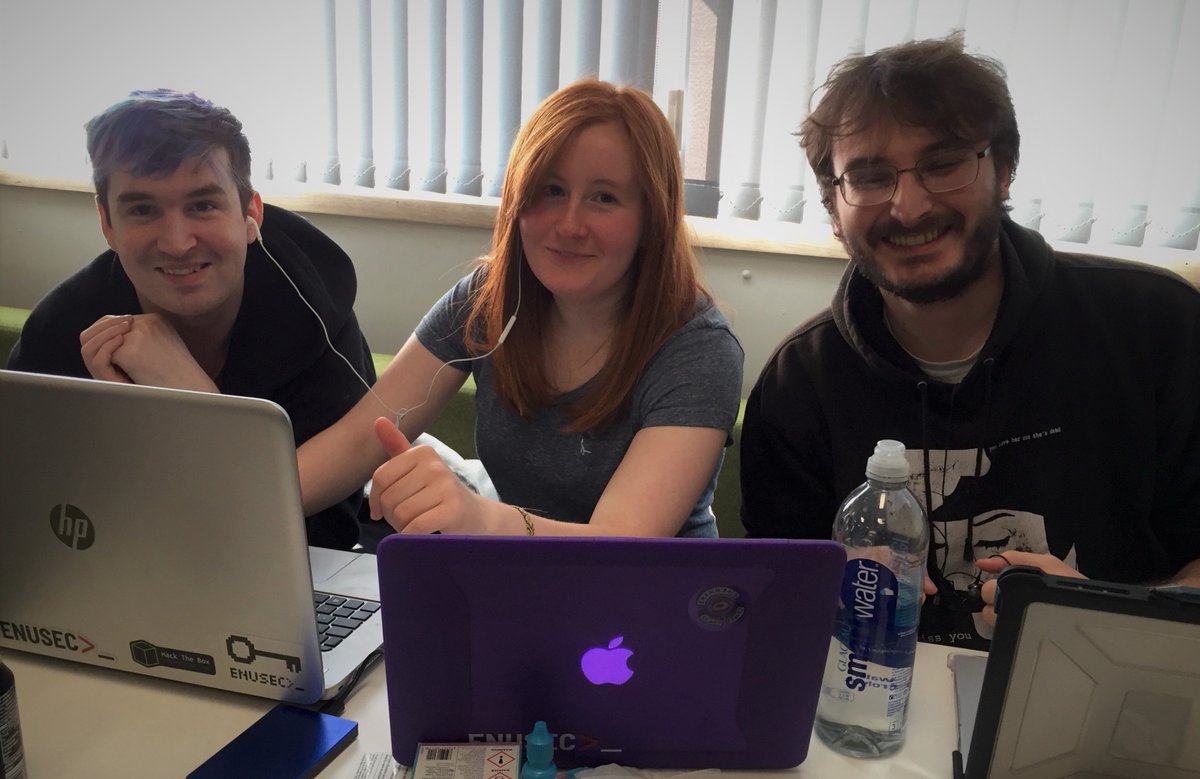 rjmacfarlane's tweet photo. π©1st CTF of the yr @CTXIS sponsored @tryhackme #HackBack2. Well done all @enusec @ComputingNapier students bagging some flags! A few just starting out in CTFs great to see! A few old heads - 1st yrs to MSc and a real fun atmosphere! Teams finishing in the top 20 from ~200 https://t.co/q5hIiZ0iKF
