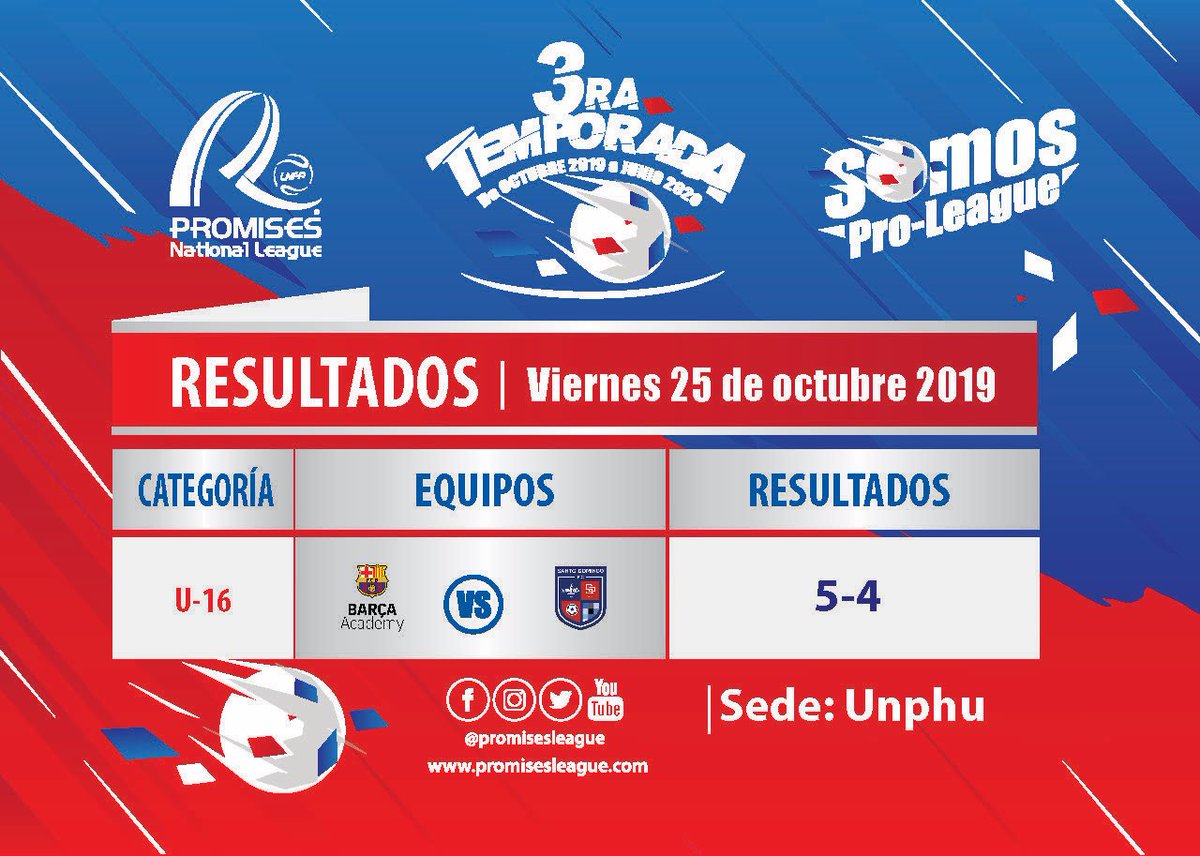 promises_league's tweet photo. Resultados de los 1ros Partidos de la 3ra Temporada de nuestra Promises National League
🔹
Bravo!!💪🏼⚽️
#promises #ligafutbol #base #rd https://t.co/jKplFbrZbj