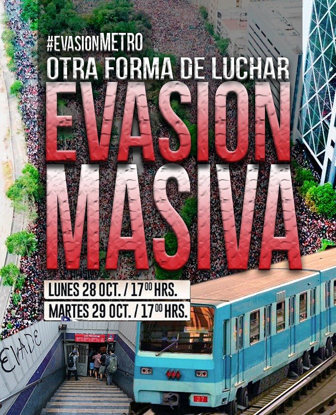 dimenacho1's tweet photo. Porque nos robaron la marcha, pero jamás la evasión!
#EvasionMetro
#ChileNoSeRinde https://t.co/No0iXl0Wux