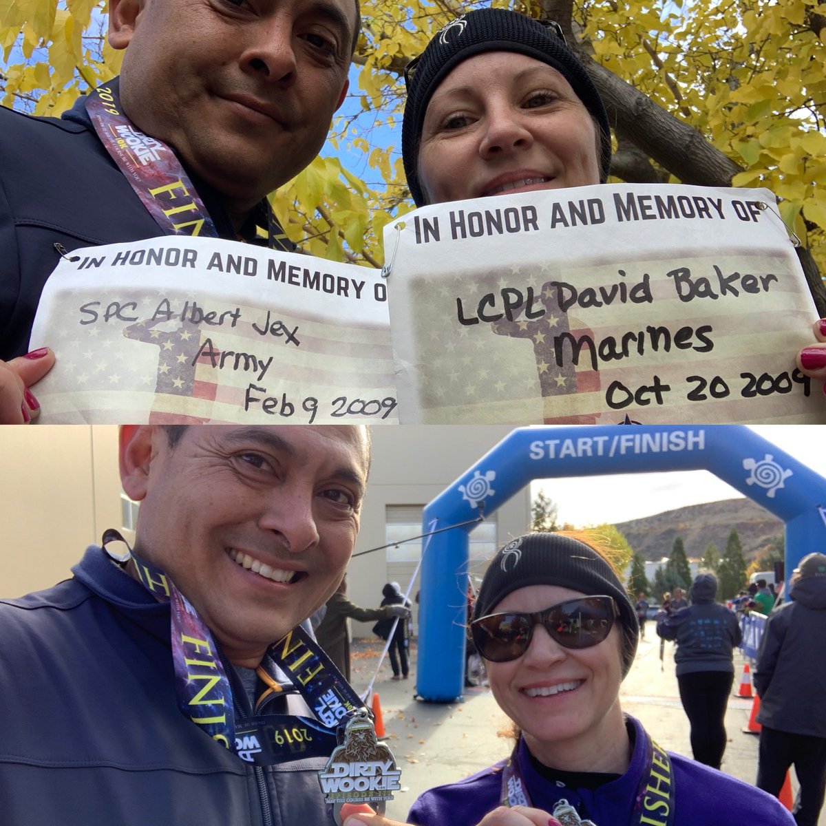 dMiguelRuizJr's tweet photo. We just finished running the Dirty Wookie 10k race in Reno, NV!! We ran in honor and memory of SPC Albert Jex, Army, Feb 9, 2009, and LCPL David Baker, Marines, Oct 20, 2009. 

Susan ran a 1:01:24 10k, and I ran a 59:45 10k.
#dirtywookie10k #dirtywookie2019 #runreno https://t.co/4kPIteWCTZ