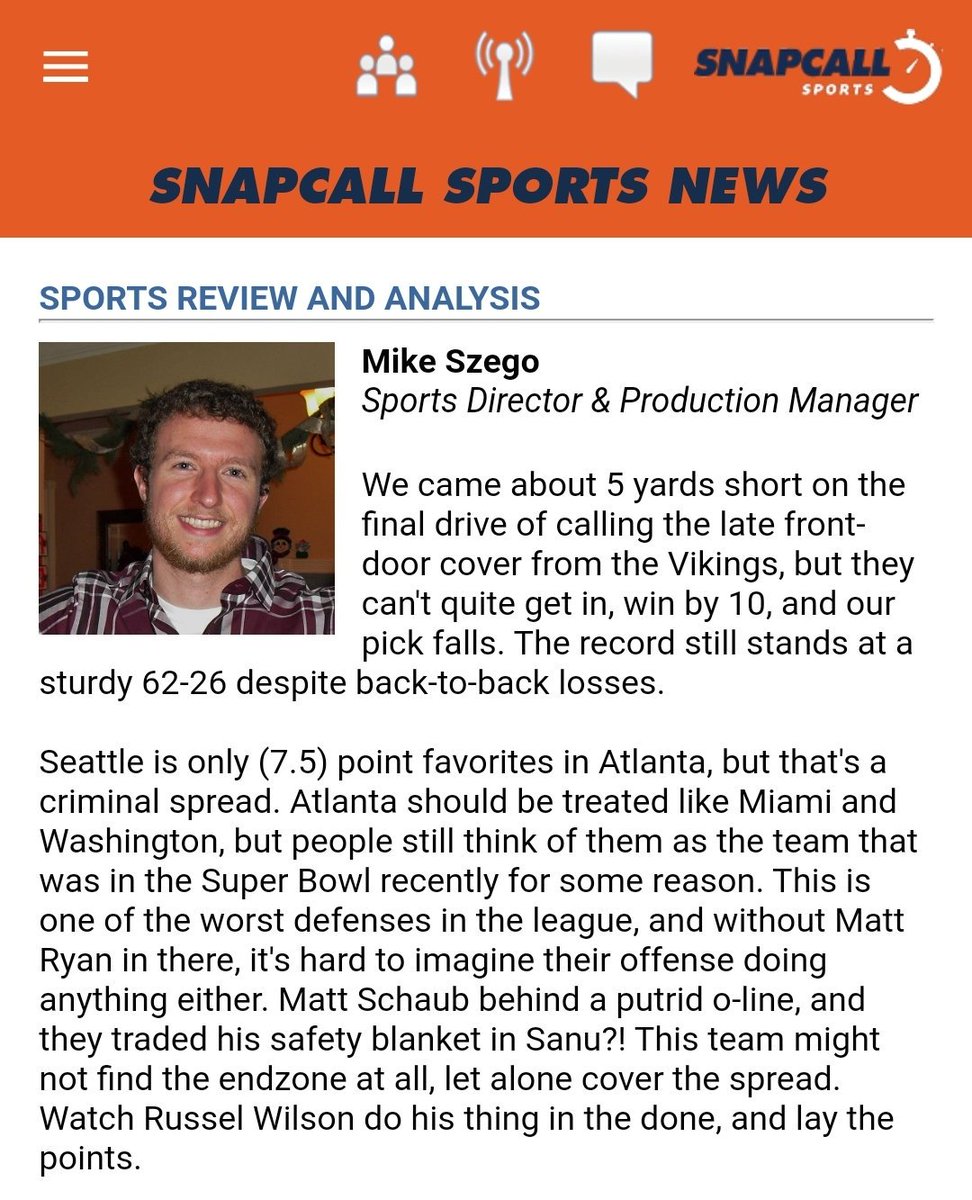 Gamecaster Mike Szego's afternoon pick is looking rock solid so far. Will Seattle continue their beat down in Atlanta? Time will tell, but you can check the in-app homepage every day for his most recent picks, winning over 70% on the year!