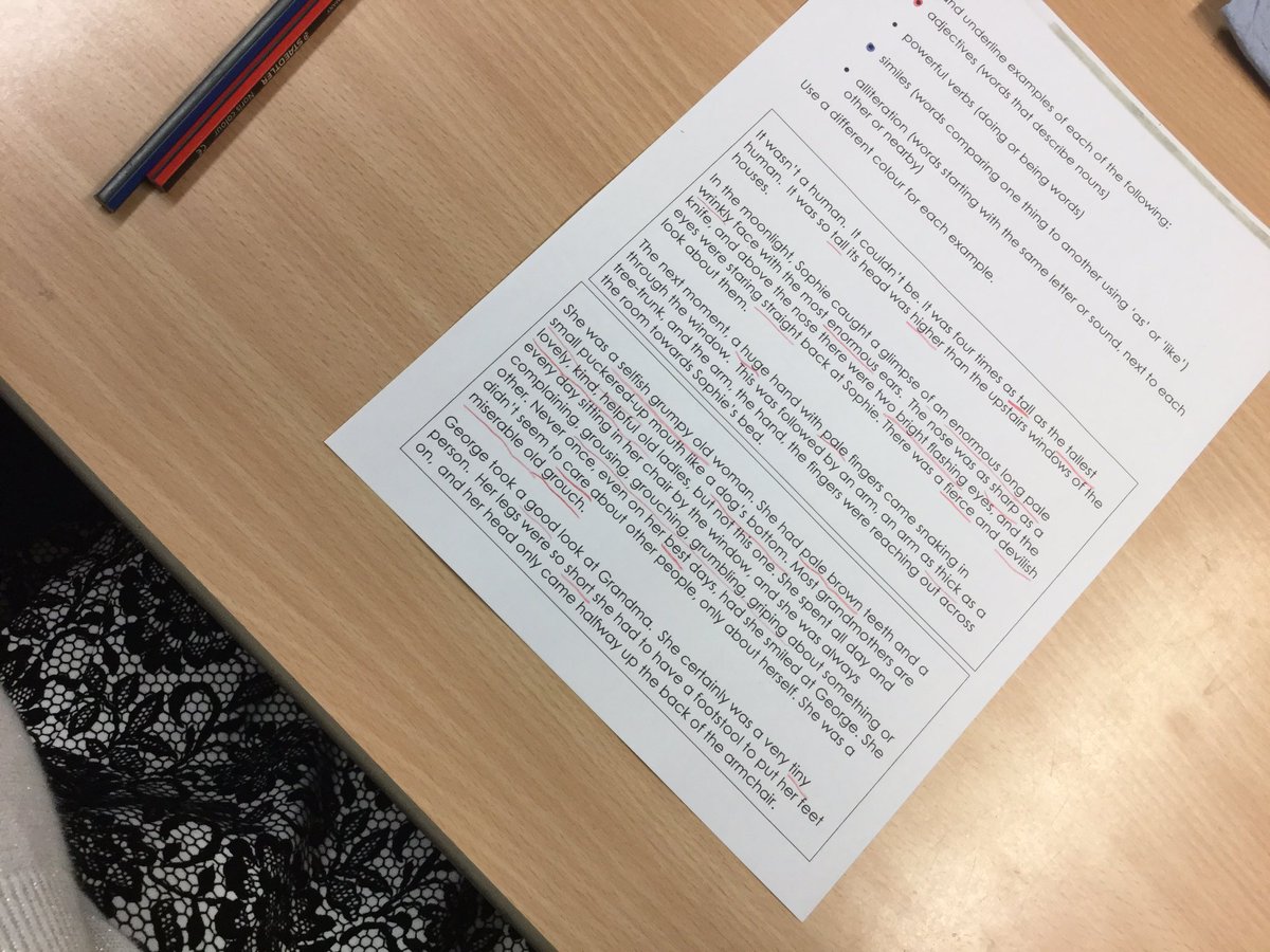LSTClass09's tweet image. Finding examples of adjectives and similes in the WAGOLL #STPSEnglish #characterdescription