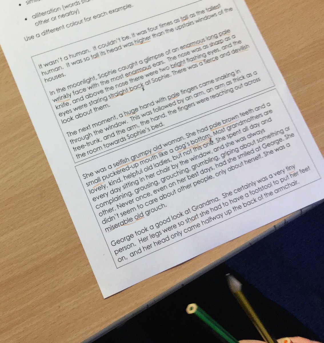 LSTClass09's tweet image. Finding examples of adjectives and similes in the WAGOLL #STPSEnglish #characterdescription