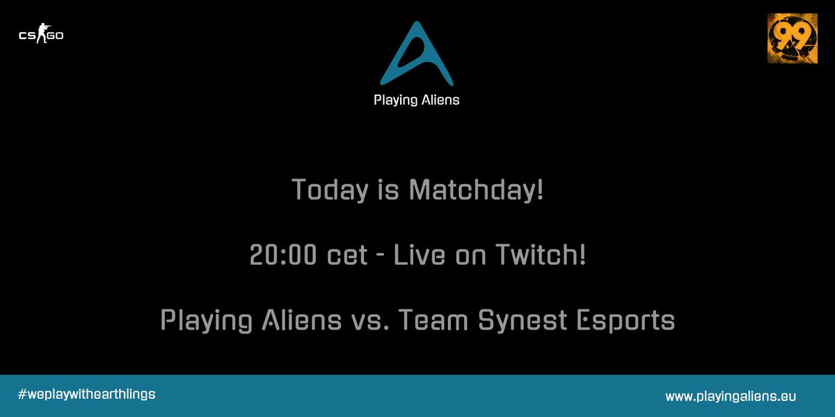 AliensPlaying's tweet photo. Heute ist Matchday. Live auf Twitch bei https://t.co/MacLLVqNWt &amp; https://t.co/QzkbIl2xuq. 

#weplaywithearthlings #beanalien @CSGO @99DAMAGEde
@SGH_RTs @ShoutGamers @Mighty_RTs @BlazedRTs @GamerXRetweets @_GamingRetweet @TwitchTVOnline @TwitchSIE @TwitchTVGaming @GermanTwitchRT https://t.co/PZubLwlNXP