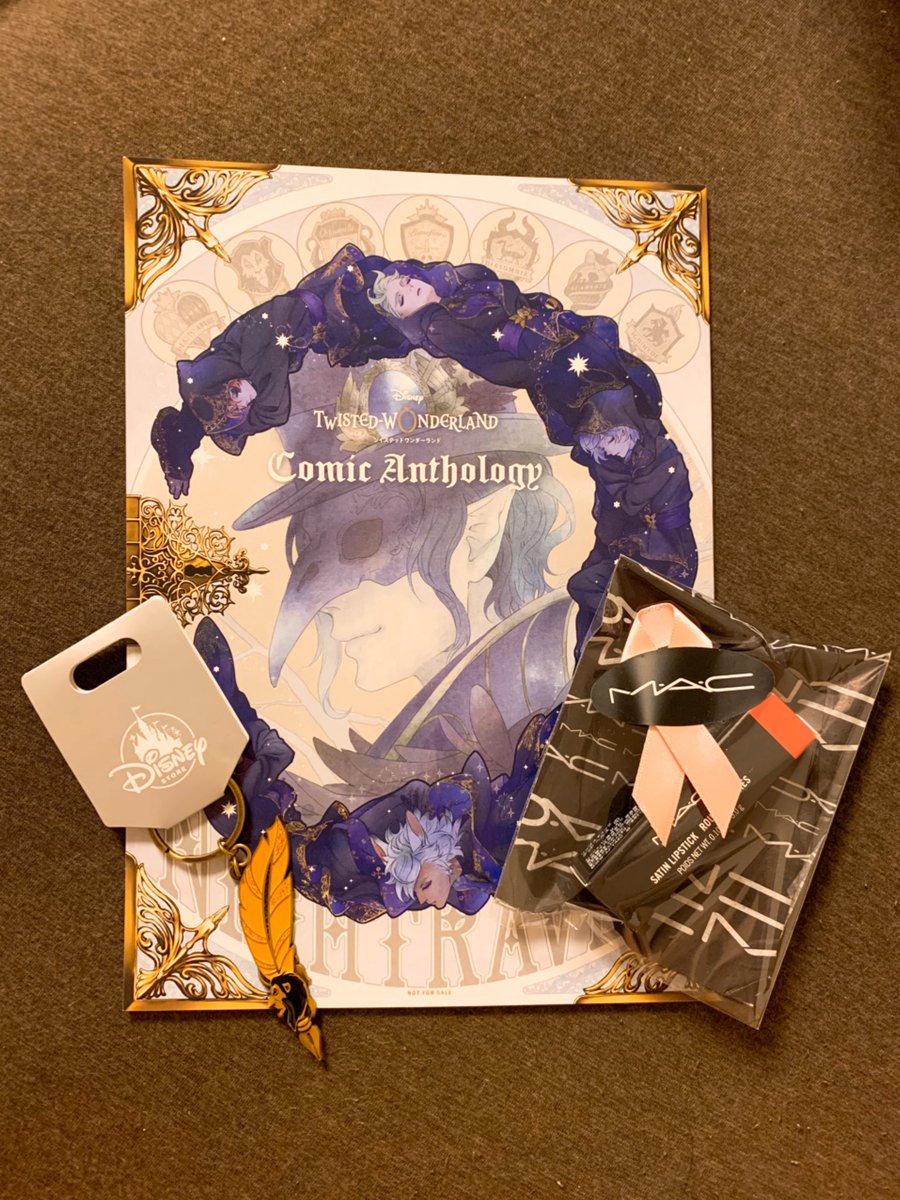 りょうか 友人に遅めの誕生日プレゼントとしてリップ買ってもらった それにディズニーストアで大好きなスカーモチーフのキーチェーン買ってツイステの小冊子も貰ってきた