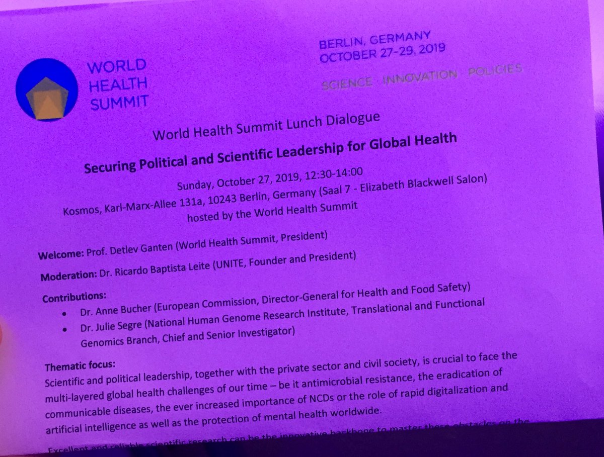 GHA_BDI's tweet photo. #27Oct GHA @ #WHS2019 Lunch Dialogue Securing Political Leadership for Global Health. How do we bring and work together with science, politics, business and civil society to forster #GlobalHealth #innovation in health @Der_BDI https://t.co/5aR5oa7vOT