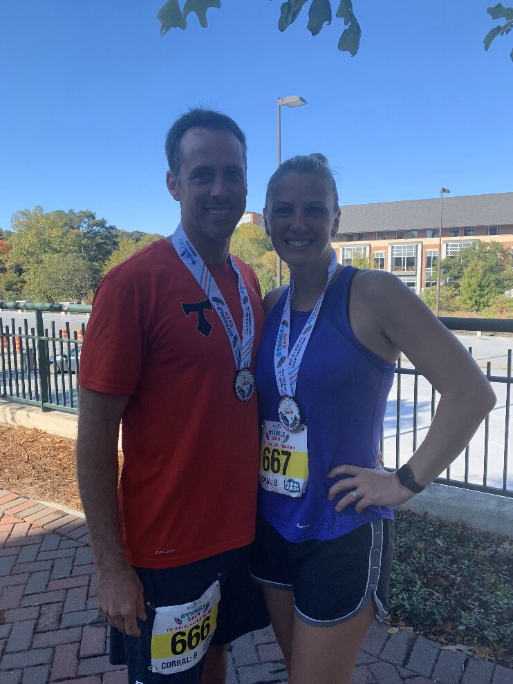 KristaLStewart's tweet photo. Half Marathon #4 is in the books! Grateful for my encourager who pushed me every step of the way when he could have been running circles around me. ❤️ #AthHalf #WeBeatCarol https://t.co/E9lozHf1dK