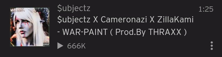 furyincarnate_'s tweet photo. @zillakami x @killcameronazi x @SubjectzSLV's song #WarPaint has reached 666k listens. 

#trapmetal #numetal #raprock #metalrap #citymorgue #GCSY https://t.co/Gtojv82ims