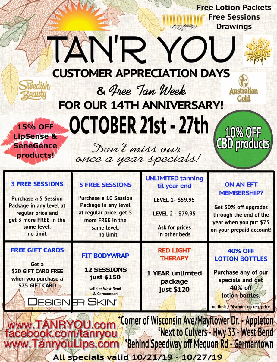 tanryou's tweet photo. ??Today is the LAST DAY for our Customer Appreciation Days &amp; FREE TAN WEEK!??https://t.co/hOet98WzsU https://t.co/Ff8SwHIBLF https://t.co/wGwNdWYWEI