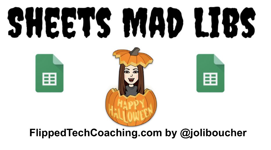 joliboucher's tweet photo. 👻 🎃 
Halloween MAD LIBS activity w/Google Sheets!

Type in the parts of speech and the words MAGICALLY  appear into the story on the next TAB

Link: 
https://t.co/wOTMGuetHj

#GoogleSheets #GSuiteEDU #edtech https://t.co/3k54WNphnM