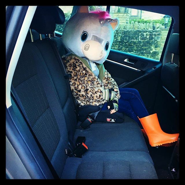 ‘ I’ll only come for a walk with you if I can wear my unicorn head in the car ‘ #ofcoursesweetheart ift.tt/32Rq7hN