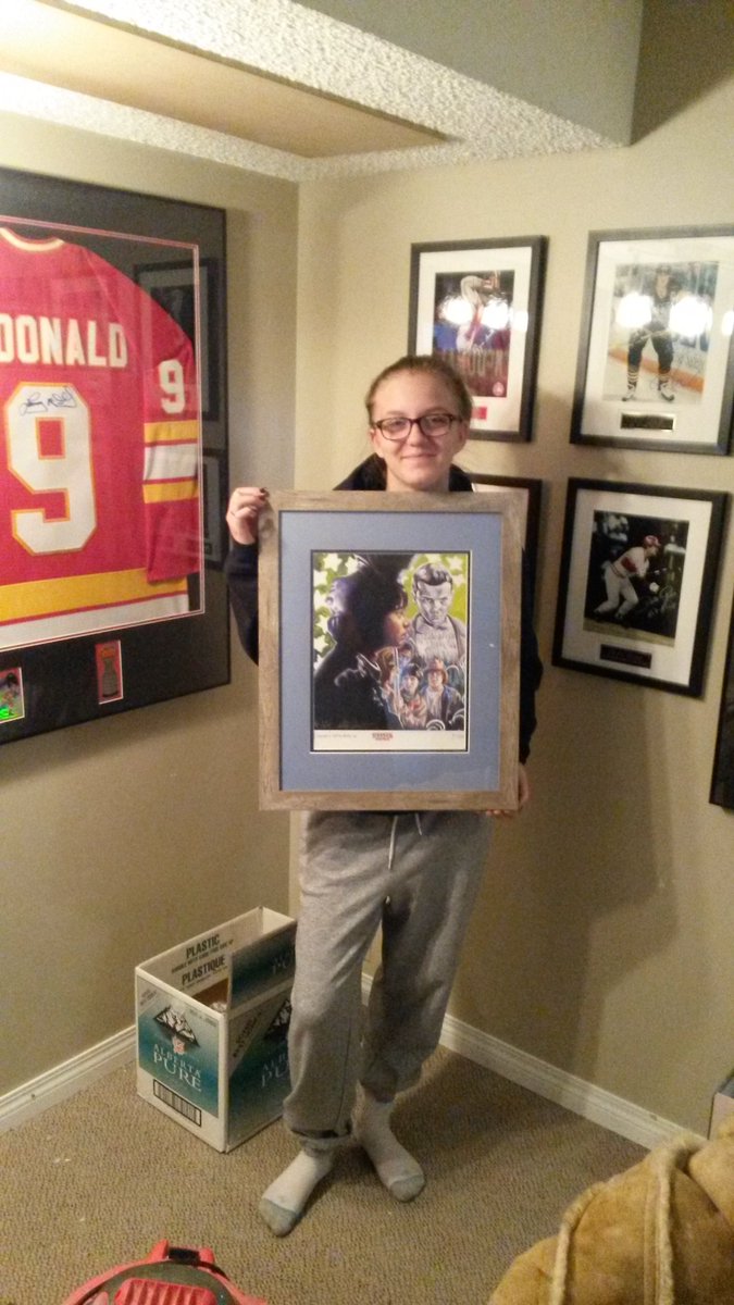 billfeher's tweet image. One happy kid = happy grandparents. Thanks @Archaeomatt @CalgaryCardShow #StrangerThings