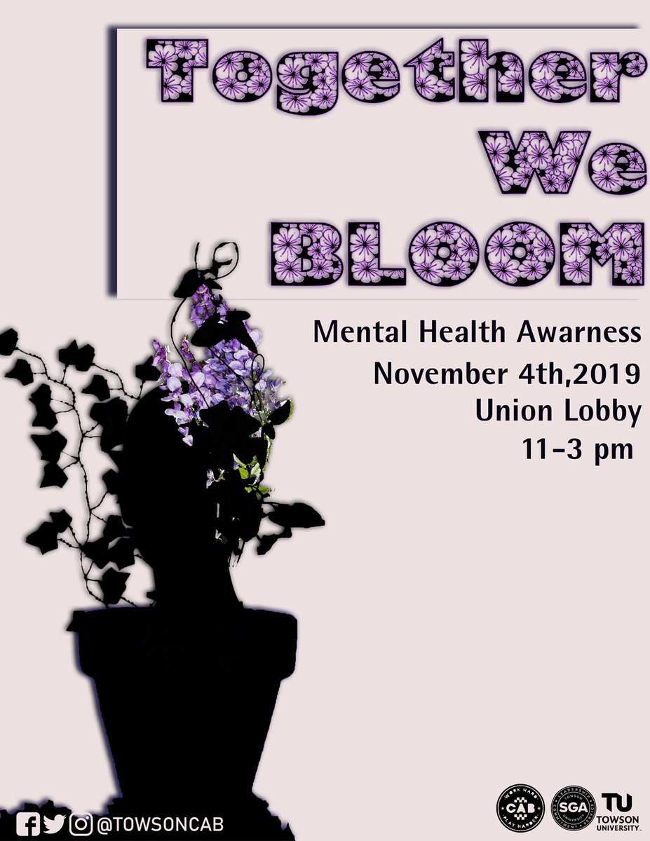 Towson CAB (@towsoncab) on Twitter photo Together we bloom...with mental health awareness!💜 Join CAB, <a href="/bbm_tu/">Bettering Black Minds</a>, and the counseling center on Monday, November 4th to discuss mental health, plant succulents, and get the resources you need to better yourself! 🌸🌱 Together we bloom...with mental health awareness!💜 Join CAB, <a href="/bbm_tu/">Bettering Black Minds</a>, and the counseling center on Monday, November 4th to discuss mental health, plant succulents, and get the resources you need to better yourself! 🌸🌱