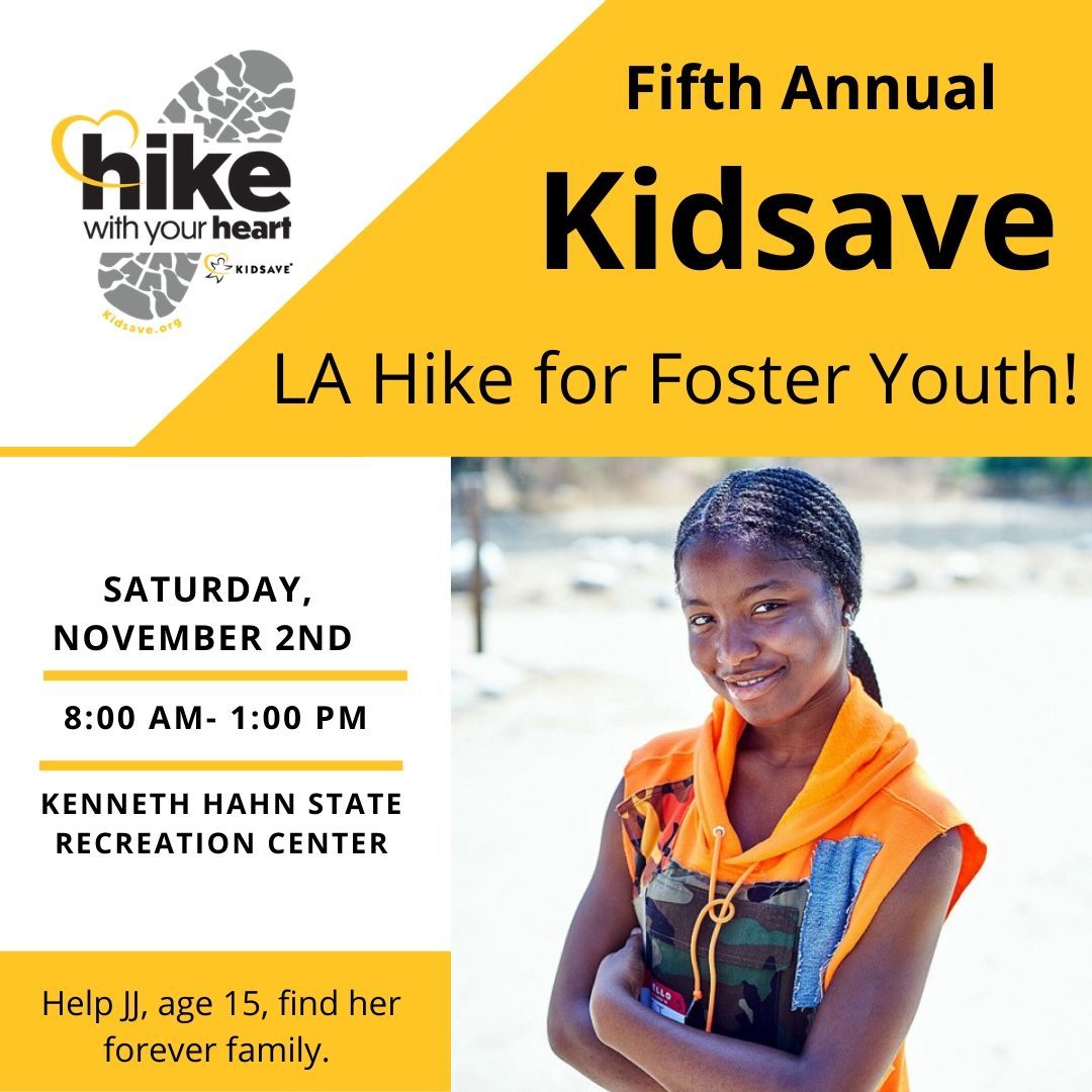 Kidsave_Intl's tweet photo. Come meet JJ and other amazing LA foster kids at the 5th Annual #LAHike For Foster Youth!
NOV. 2nd | 8:00 am - 1:00 pm at Kenneth Hahn State Recreation Area.
RSVP: https://t.co/excEeDEKce .
There's still time to sponsor and donate to this great cause!
#LAevents #adoptakid https://t.co/S0V8eHfoVe