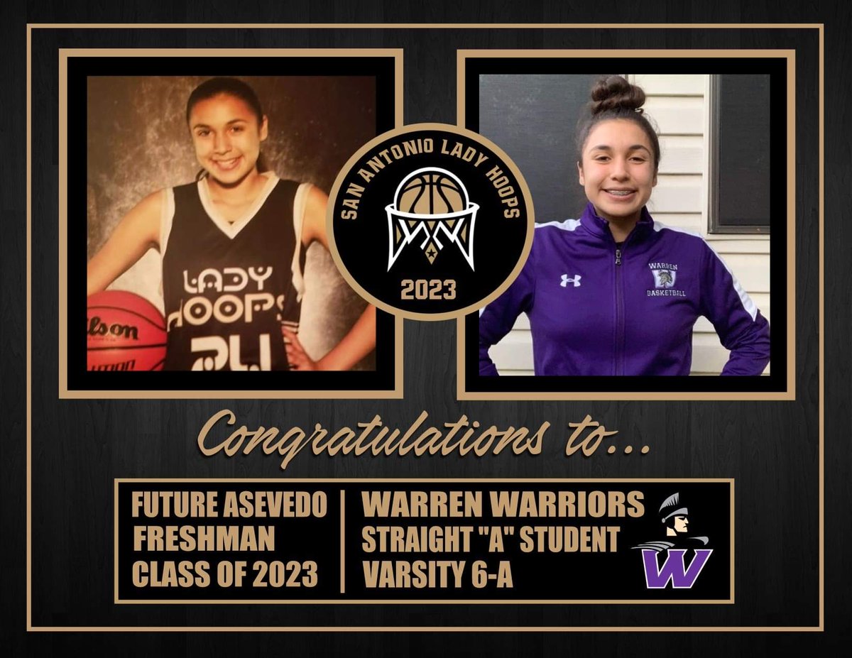 Congrats to <a href="/SALadyHoops/">San Antonio Lady Hoops</a> 2023 Future Asevedo... She is one of those all around can do everything type of player but she prides herself of knockdown 3s, defending her position and playing those passing lanes.  She will be playing Varsity at Warren High School... STRAIGHT A STUDENT