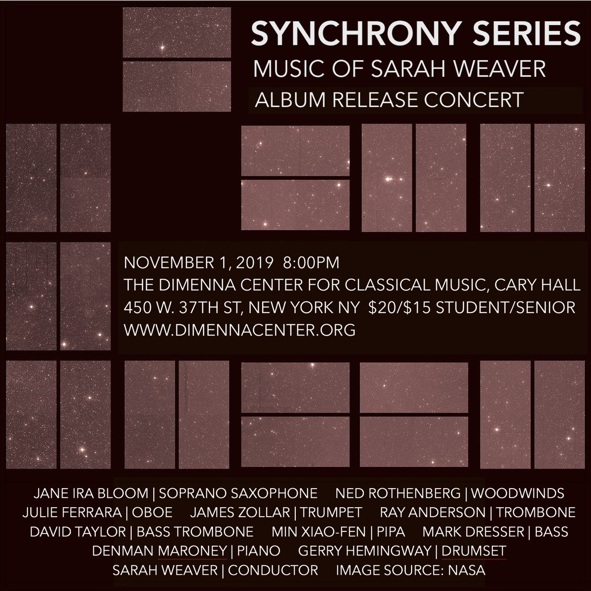 SWeaverMusic's tweet photo. Join us November 1 8:00PM DiMenna Center 450 W. 37th St NYC for "Synchrony Series: Album Release Concert" https://t.co/tBRCypHJCV https://t.co/xwNylj9vGA