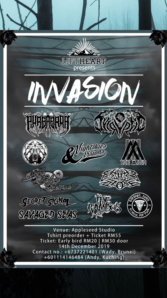 Jenn_Thompson's tweet photo. #SARAWAK SATURDAY December14, 2019 INVASION 1230pm AppleseedStudio #Kuching (Jalan Kulas, Satok) #Kuching ft. @PurbawaraMY @NSVBandMY @cycrypticmy @wearethemash #ExhaleMyOzone #TheRambos #GarbageDiary @crazy_grizzly #SavagedSeas #SecretSignal #RaceBeforeSunset https://t.co/ut3JbVux10