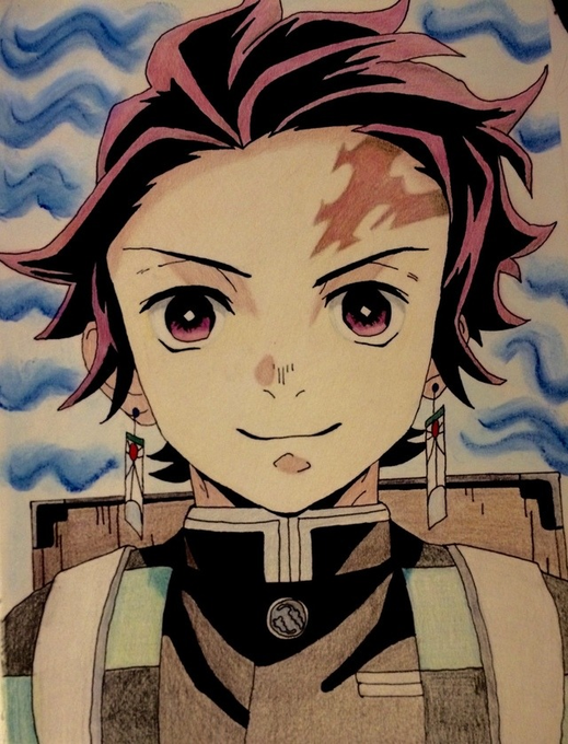 Тандзиро камадо рисунок карандашом