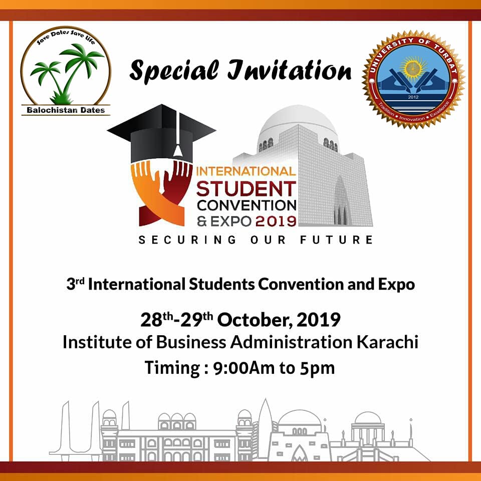 JanMohammadAman's tweet photo. Special Invitation

We Are Pleased To Inform You That Our Project  Balochistan Dates Has Been Selected For 3rd International Student Convention and Expo in Karachi
We Invite You To Attend The Convention and Expo And Visit Our Stall To Support Us
#BalochistanDates #UoT #ISCKHI2019 https://t.co/vJfyIvyMGZ