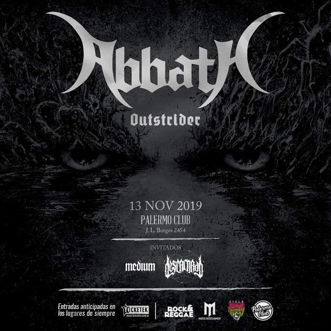 Descarnado_ok's tweet photo. Próxima fecha! 13/11/19
ABBATH 
MEDIUM 
DESCARNADO
Palermo club, pedí tus anticipadas por Ticketek
#descarnado #metal #metalband #deathmetal #deathcore https://t.co/ewvHnErbV6