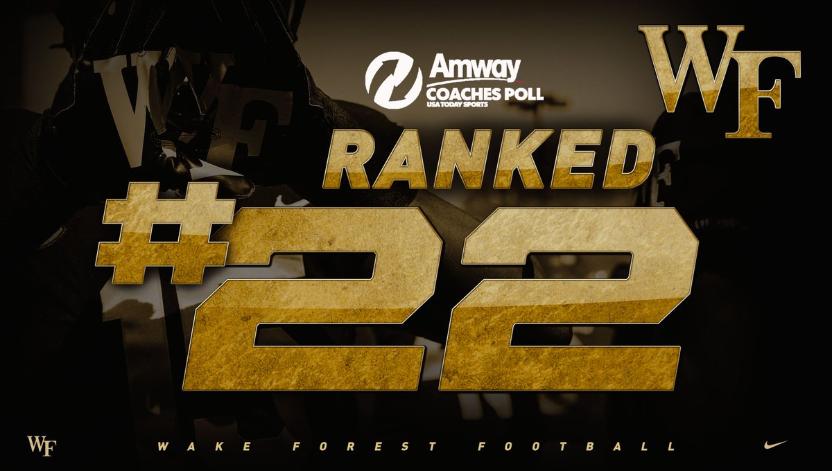 WakeFB's tweet image. #22 in the Coaches Poll! 🎩