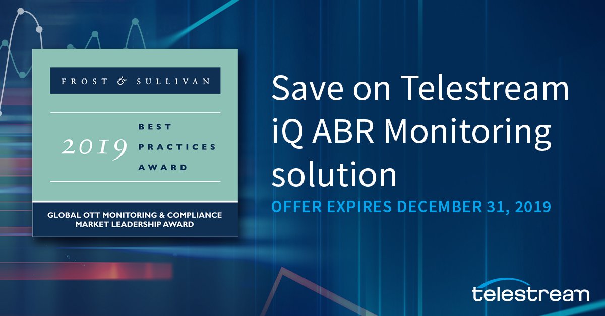 MrsHappy101's tweet photo. From now until December 31, save on Telestream’s award-winning iQ ABR Monitoring solutions to help you reduce customer churn, strengthen your brand, and shorten troubleshooting times. Request more information on this offer. https://t.co/HTxymA1BUS https://t.co/gK5okvkGjt