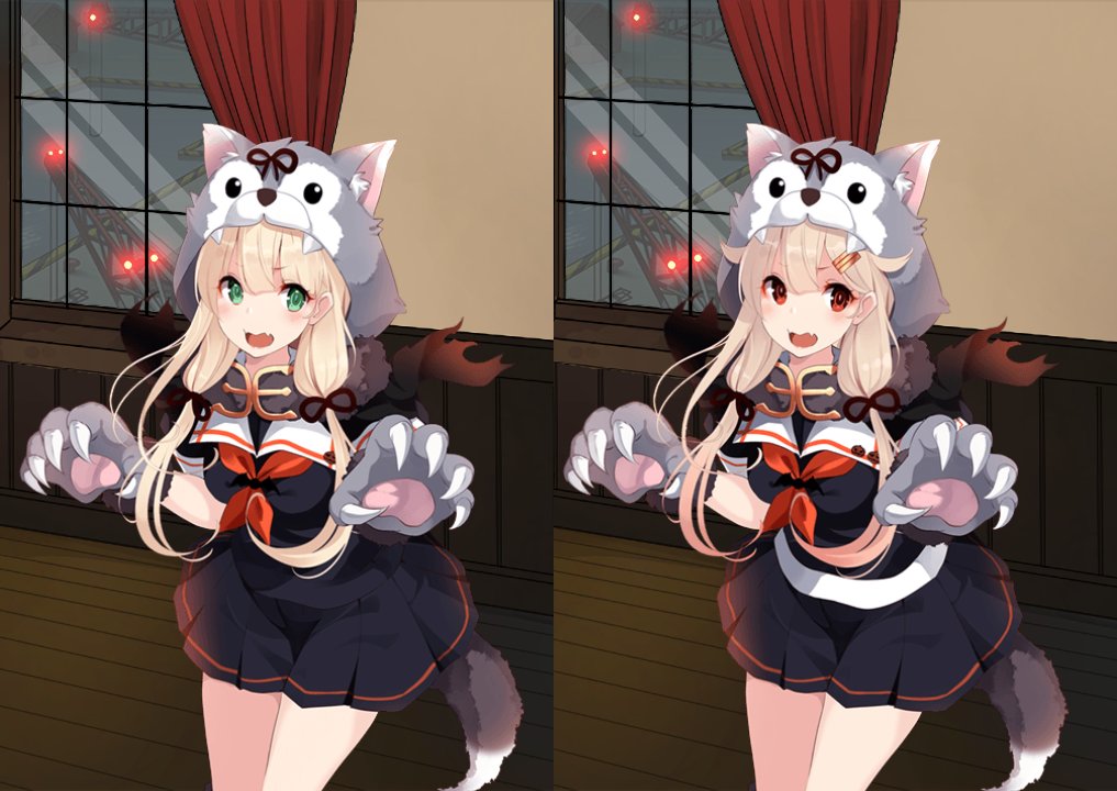 Bsmasa 艦これ 夕立のハロウィンmode 夕立と夕立改二で違うのか 左 夕立 右 夕立改二