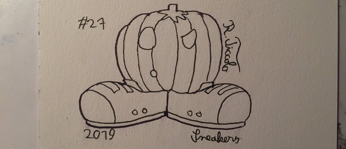 RPI_Design's tweet image. This is my twenty seventh day of Inktober: The prompt was "Sneakers”

#sneakers #pumpkin #October2019 #Inktober #Inktober2019 #Inktoberday27 #ink #draw #cartoon #traditionalart #Halloween #halloween2019