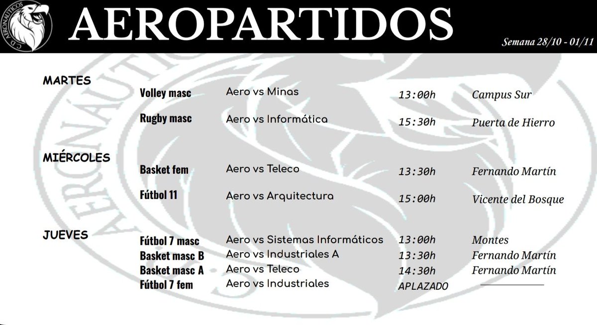 Esta semana damos comienzo a la nueva temporada!🔛🏋🏼‍♀️💪🏻
Acércate a animar a tu equipo!!
Mucha suerte a todos🍀