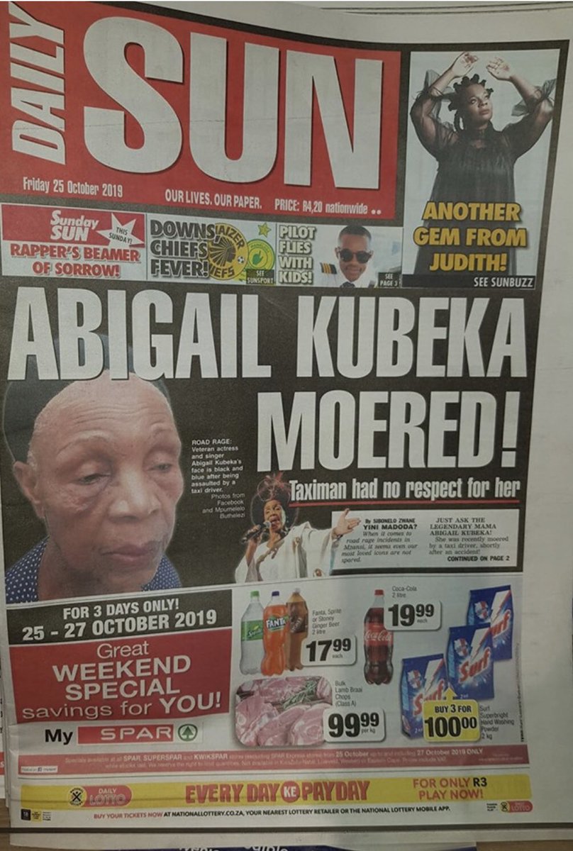 Fok! Whatever sub-editor who came up with this headline, and editor who approved it, you are all insulting on this elderly icon (or any woman, actually), leya tella, he le na dihlong, le tala, le ka rohaka le bo mma lona. Do you even know the meaning of “moer”?