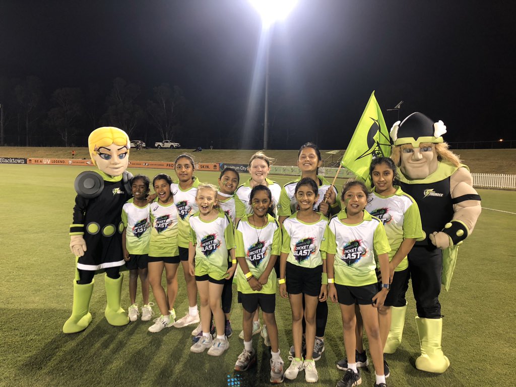 What a thrill for some of the Blacktown #ThunderGirlsCricket  players to be on field at the <a href="/ThunderWBBL/">Sydney Thunder WBBL</a> game on Saturday night, got to meet Storm and Thor as well!