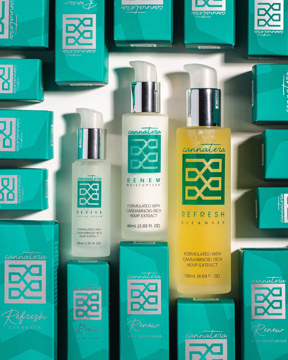 cannatera's tweet photo. ✨ Stacked and ready for the week ahead! Do you have what you need to glow forward? #Cannatera #AntiAging #SkincCare https://t.co/jT0IRAeAnv