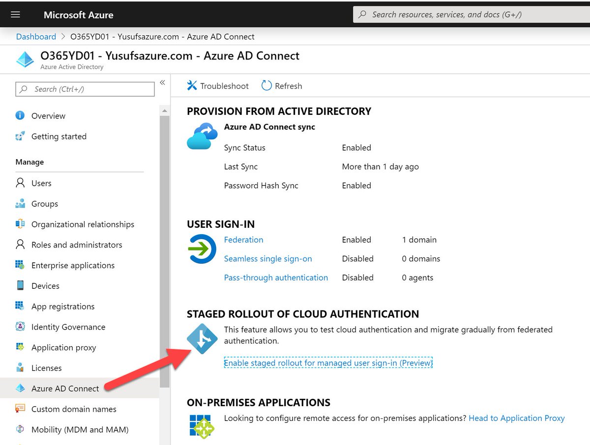 YusufsDSBlog's tweet image. HEADS-UP folks! The migration from ADFS to PHS can be done &quot;staged&quot; in groups or phases. Now the transition from federation to cloud authentication is easier than ever before! ;-) Staged rollout is now in public preview!