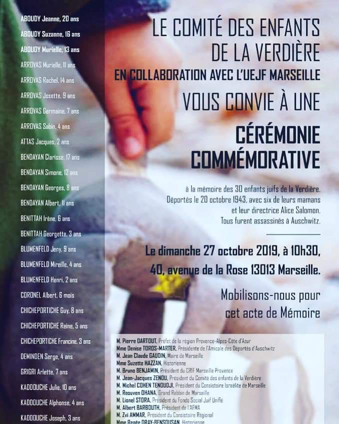 MurielDIRUOCCO's tweet image. Devoir de mémoire pour enfants de la Verdière déportés et tués à #Auschwitz avec @bruno_benjam1 Président du @Le_Crif13 #DavidBenjamin Président de @uejf #LionelStora Président du @fsju
Des témoignages poignants, lecture de la liste des enfants dans une émotion intense...