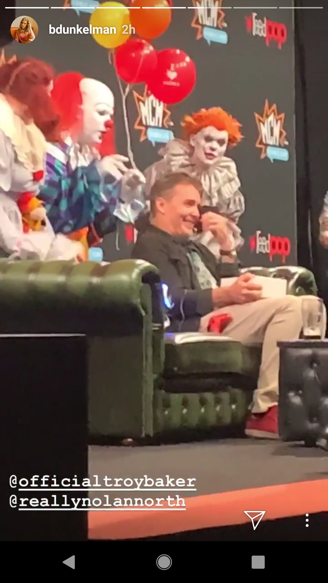 You can really tell how not afraid is of the clowns singing him happy birthday at 