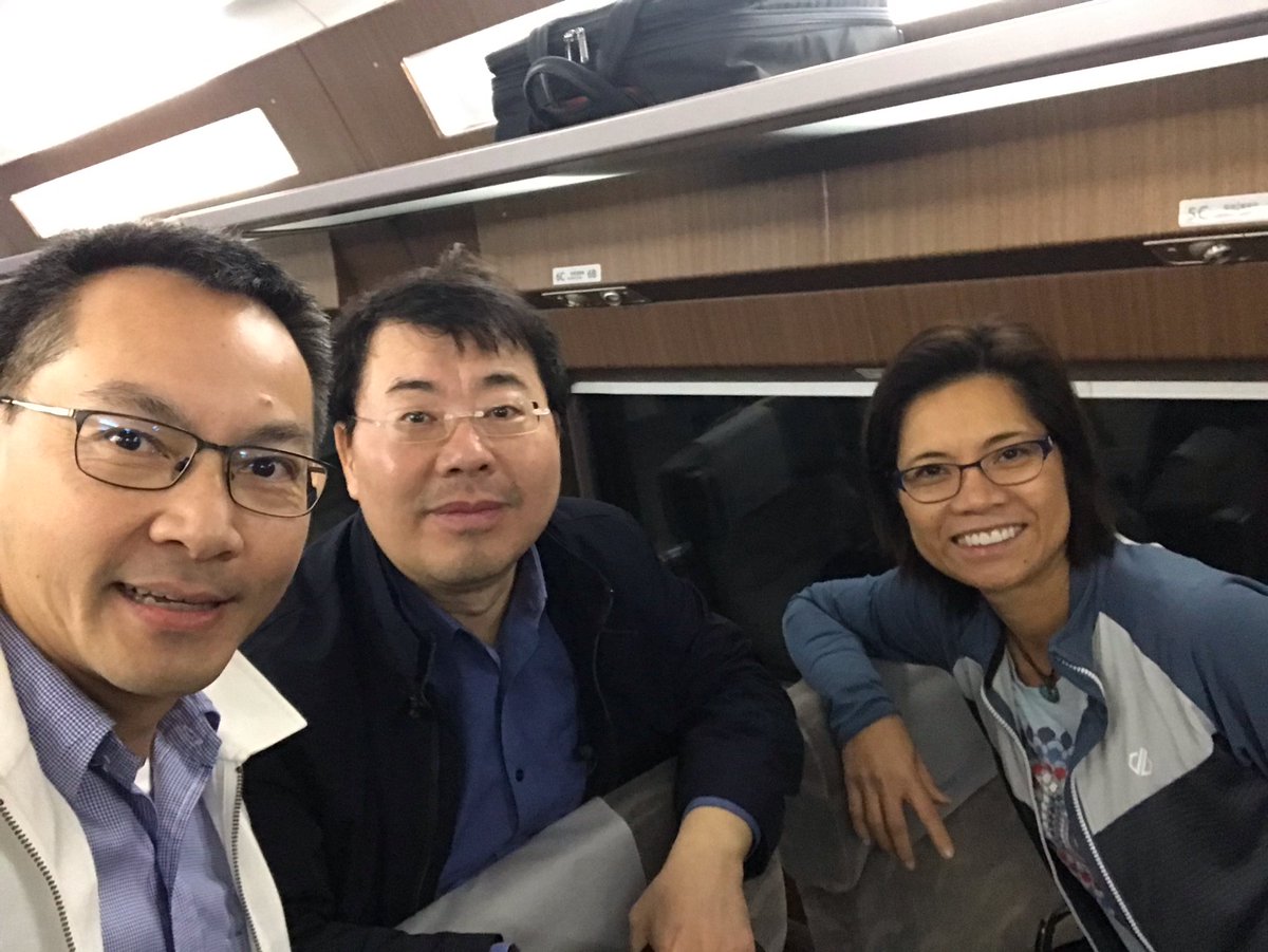 Michael_S_Wong's tweet photo. On the morning KTX train back to Seoul, with Wonyong Choi #POSTECH and Diana Aga @UBAgaLab #trainlag😴 https://t.co/47QSYb6toL