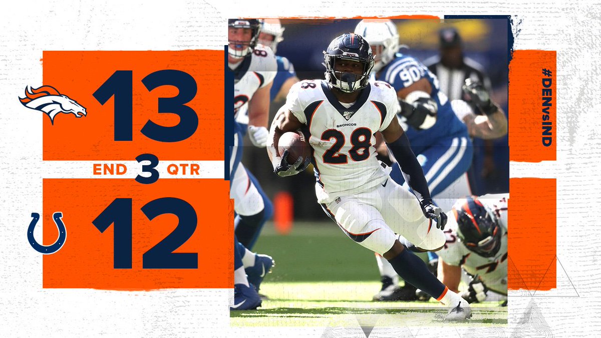 Broncos's tweet image. Time to finish.

LET&apos;S GO!

#BeatTheColts | #DENvsIND