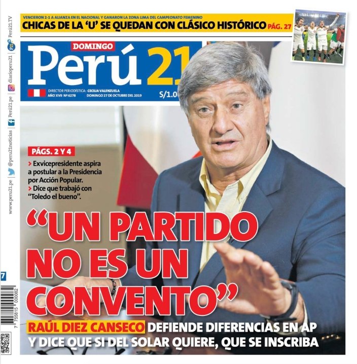 joaquinreyh's tweet photo. ¿Por qué tánta disputa al interior de Acción Popular? Mi entrevista de hoy a @rauldiezcanseco por @peru21noticias. https://t.co/qN0v6KGlSv