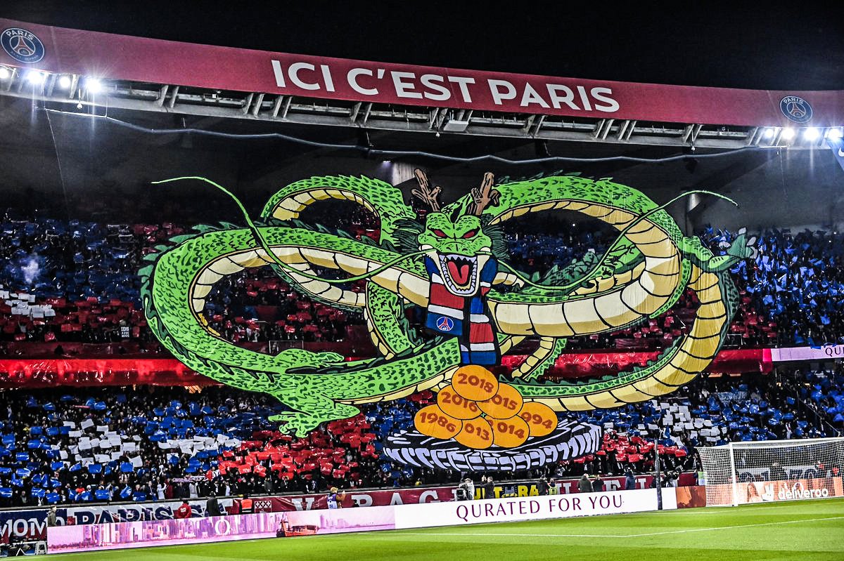 SC_ESPN's tweet photo. ¡Ponele un puntaje a este espectacular mosaico del PSG con Shenlong de Dragón Ball! ¿Le habrán pedido algún deseo? https://t.co/gm5ttZkj0j