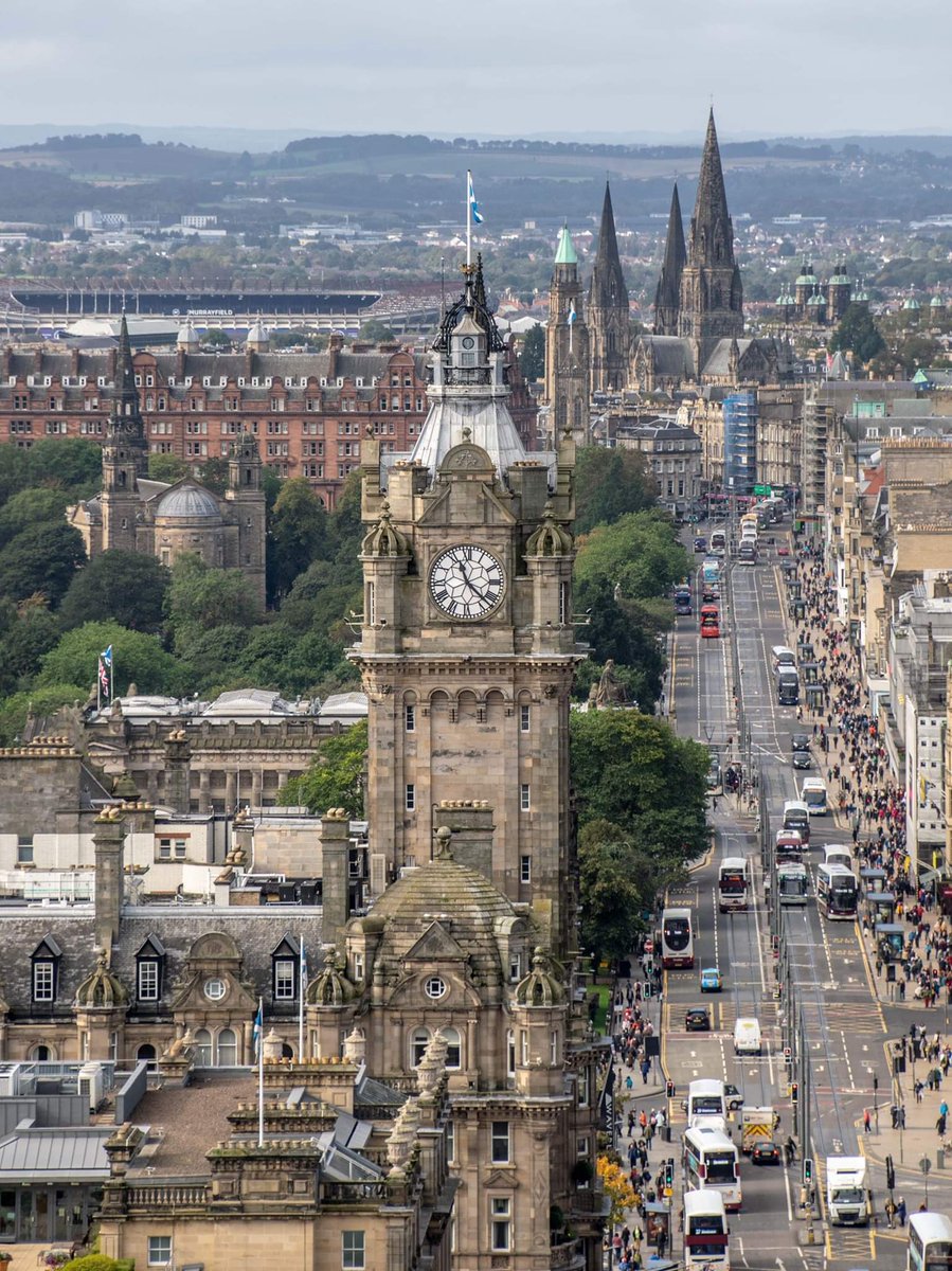 Princes Street, Edinburgh, from the Nelson Monument on Calton Hill #edinburgh @VisitScotland #beautifuledinburgh #edinphoto #visitedinburgh #princesstreet #balmoral