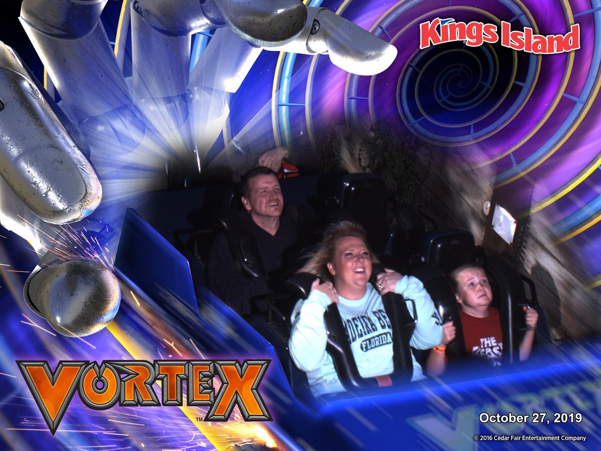 BuckeyeCoaster's tweet photo. Steve’s Family, My Family, & my best friend Brian just got done riding #KIVortex for the last time. I am so grateful I got to get a front row ride! We all had a fun ride for our last! You will be missed old friend! #KingsIsland #RIPVortex @KingsIslandPR @chadshowalter @DonHelbig https://t.co/HRDCdQq6oc